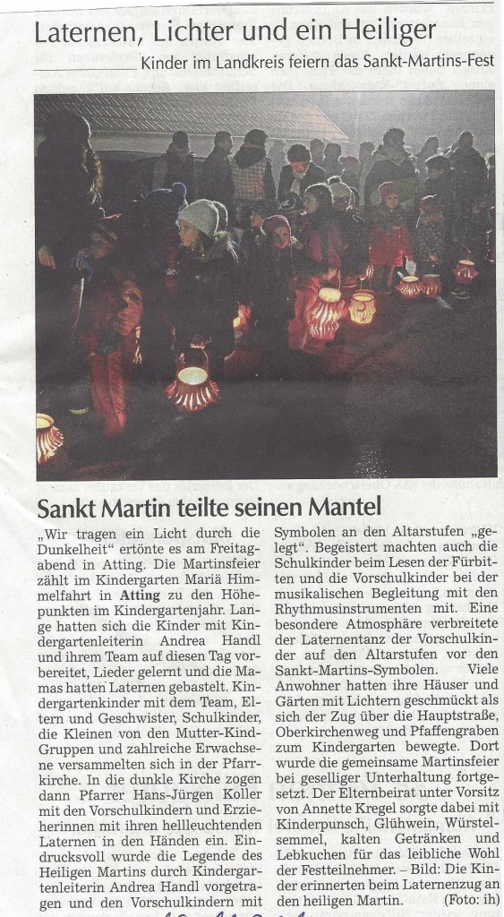 presseartikel_pfarrgemeinde_feiert_martinsfest_mit_kindergarten