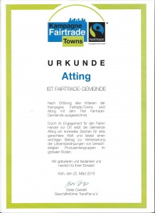 Fairtrade Urkunde